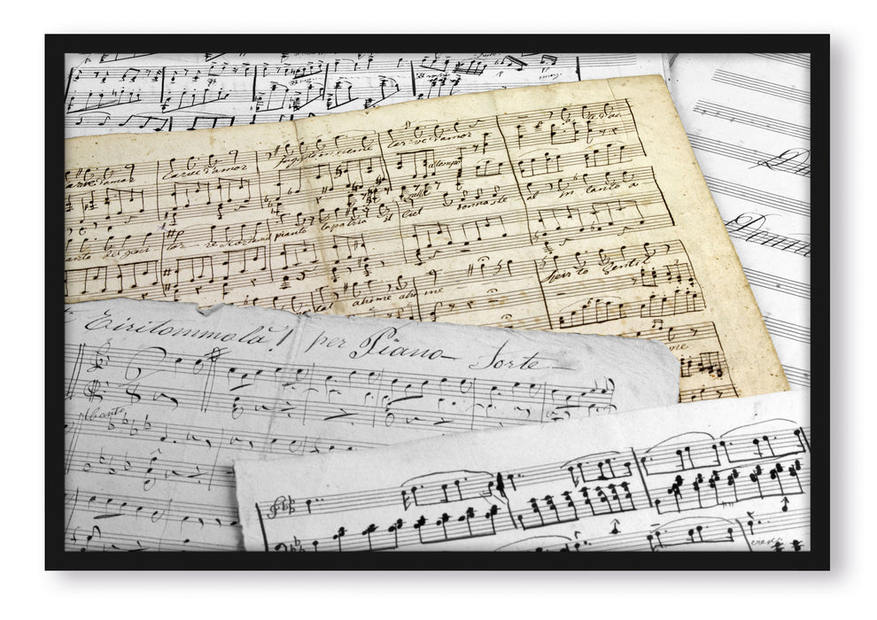 Pixxprint schöne alte Notenblätter, Poster mit Bilderrahmen