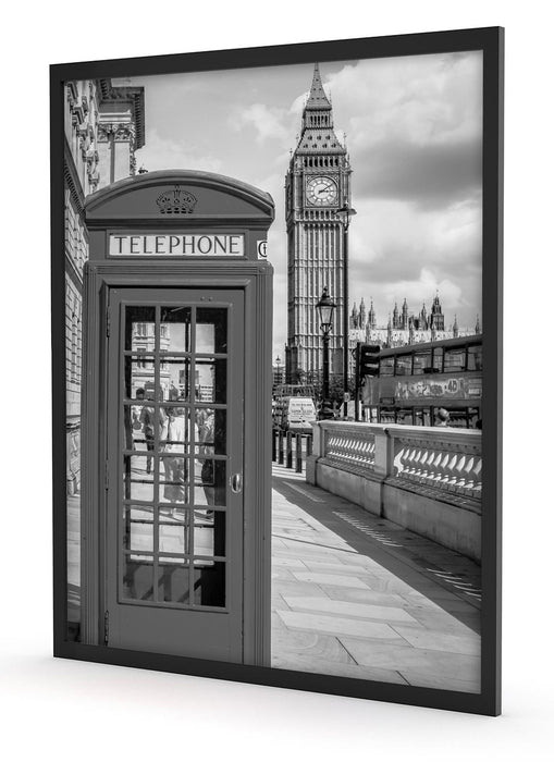 Telefonzelle in London, Poster mit Bilderrahmen