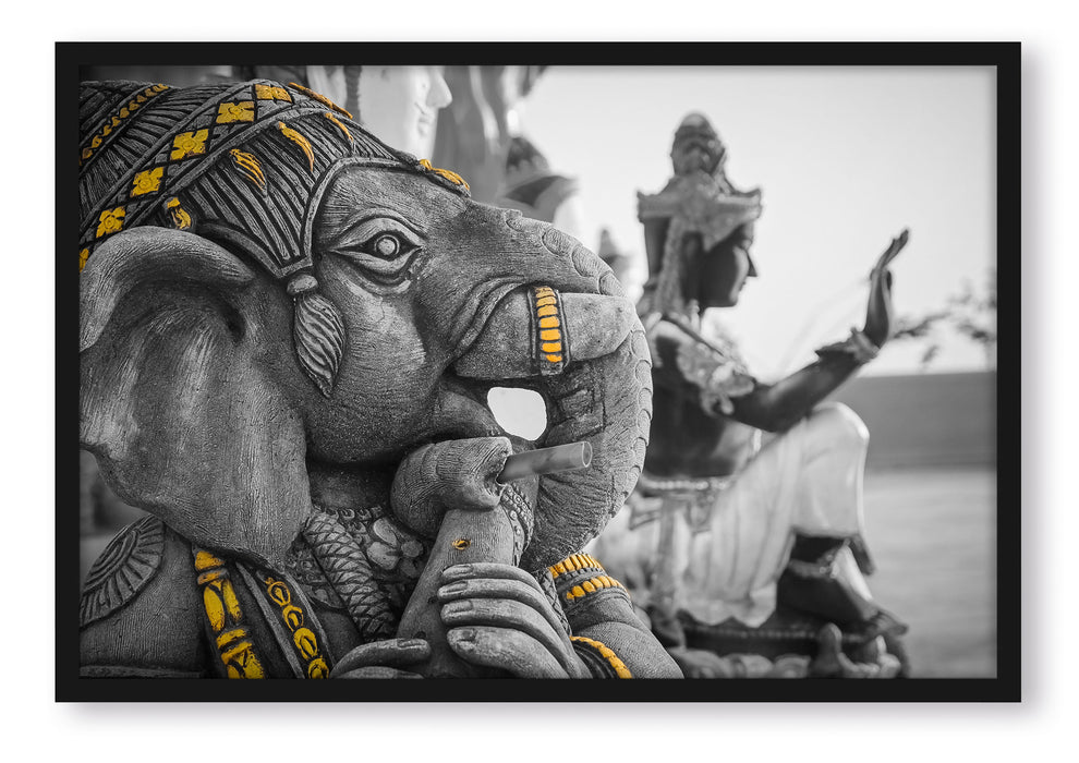 Pixxprint thailändische Elefantengottheit, Poster mit Bilderrahmen