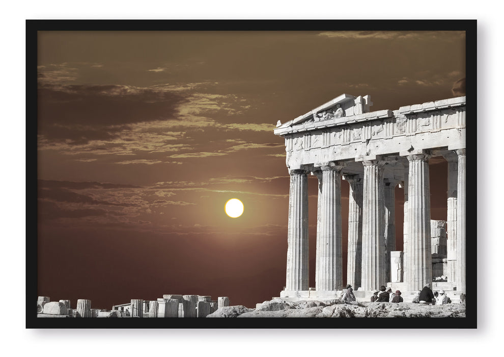 Pixxprint schöner Tempel der Athene, Poster mit Bilderrahmen