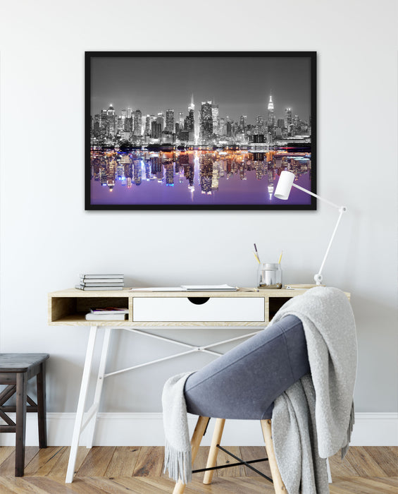 Manhattan Skyline, Poster mit Bilderrahmen