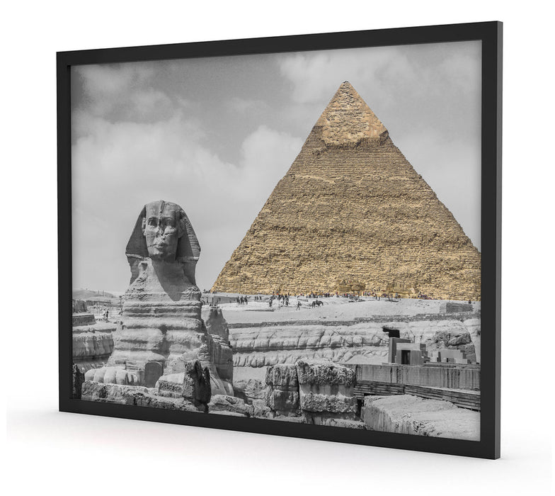 Sphinx vor Pyramide, Poster mit Bilderrahmen