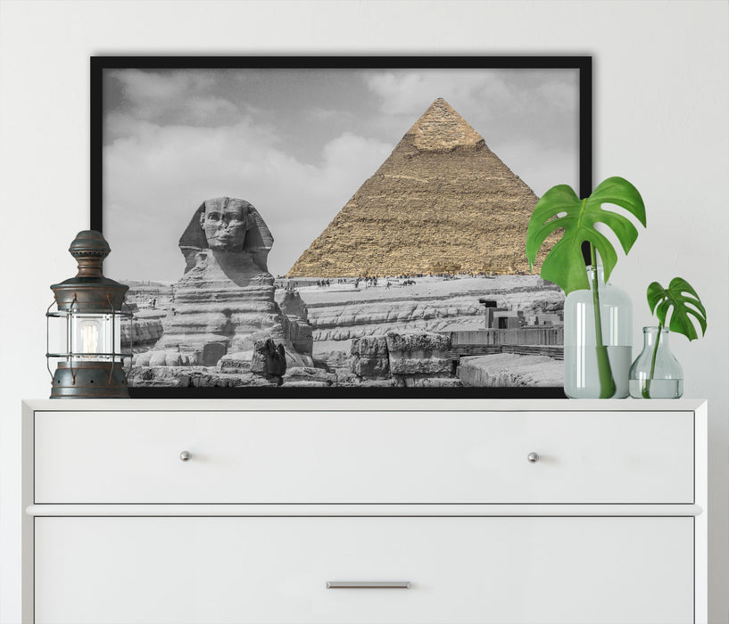 Sphinx vor Pyramide, Poster mit Bilderrahmen