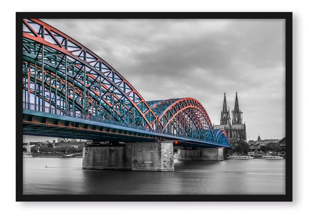 Pixxprint Brücke Kölner Dom, Poster mit Bilderrahmen