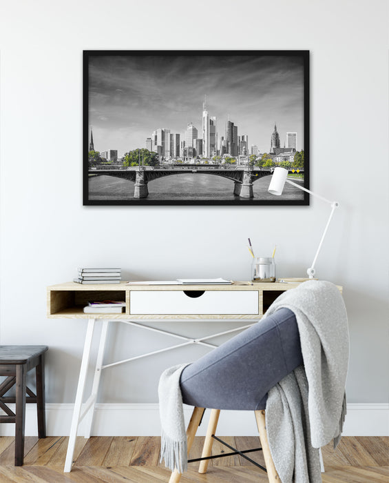 Skyline von Frankfurt am Main, Poster mit Bilderrahmen