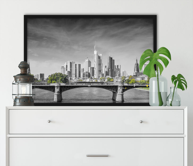 Skyline von Frankfurt am Main, Poster mit Bilderrahmen