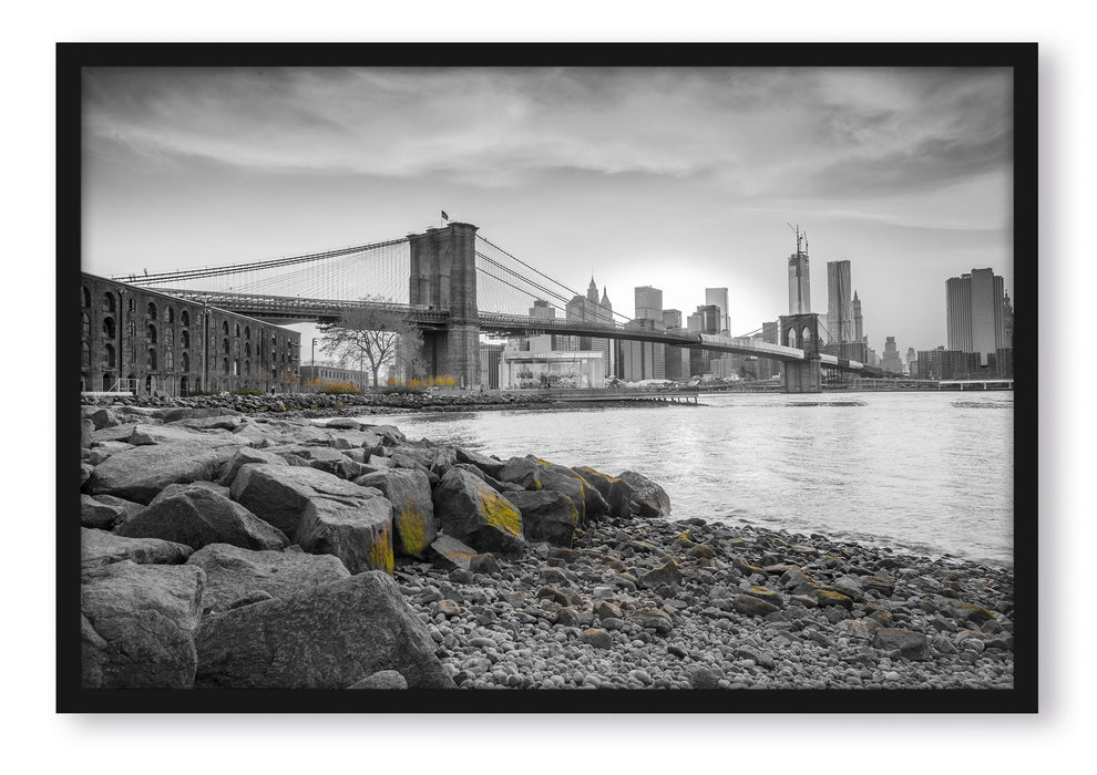 Pixxprint schöne Brooklyn Bridge, Poster mit Bilderrahmen