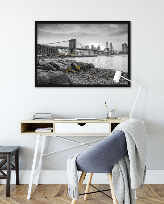 schöne Brooklyn Bridge, Poster mit Bilderrahmen