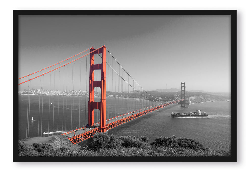 Pixxprint eindrucksvolle Golden Gate Bridge, Poster mit Bilderrahmen