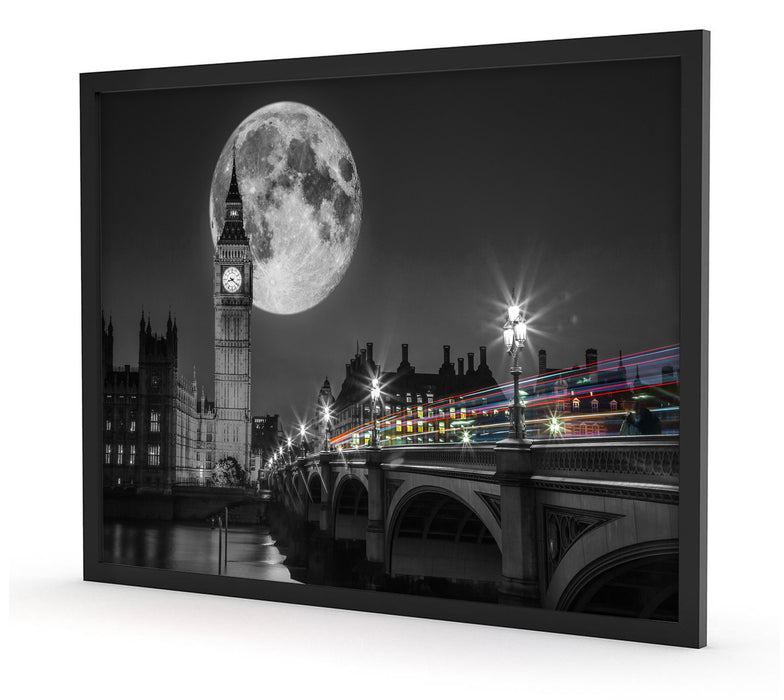 Big Ben mit Mond London, Poster mit Bilderrahmen