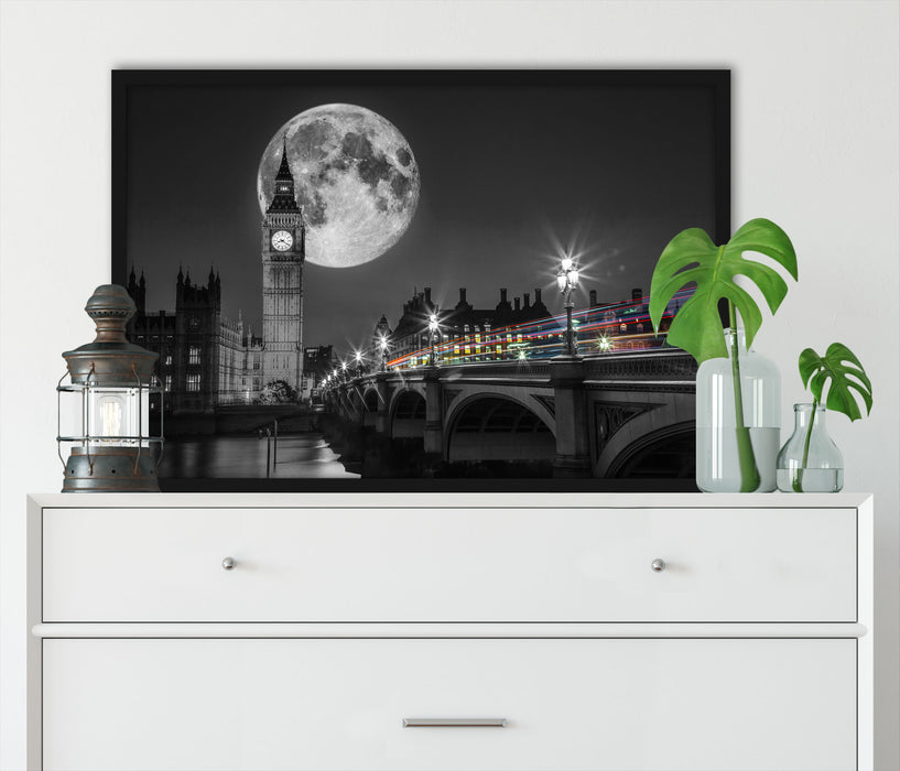 Big Ben mit Mond London, Poster mit Bilderrahmen