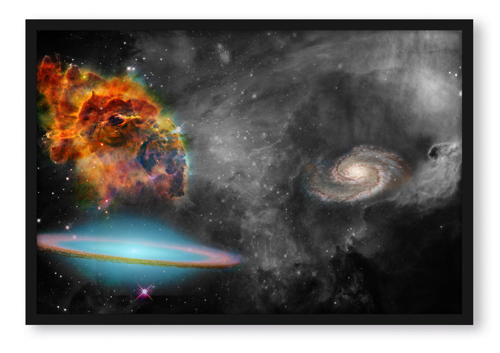 Pixxprint beeindruckende Galaxie, Poster mit Bilderrahmen