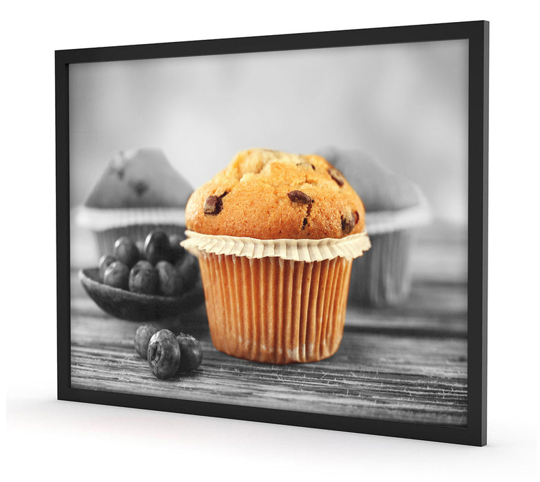 leckere Muffins mit Blaubeeren, Poster mit Bilderrahmen