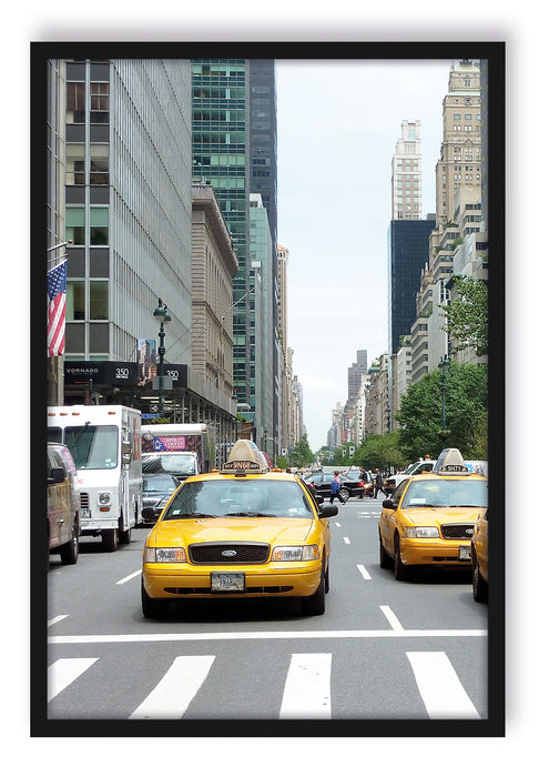 Pixxprint Taxi in New York City, Poster mit Bilderrahmen