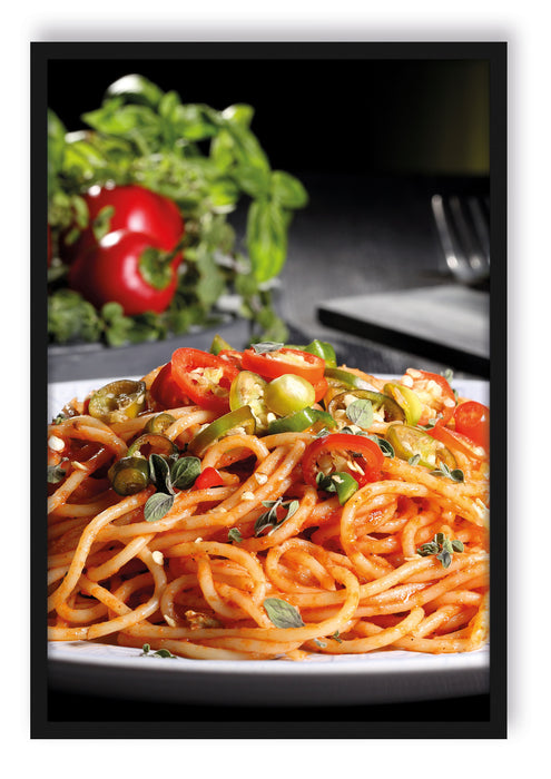 Leckere Spaghetti Italia, Poster mit Bilderrahmen