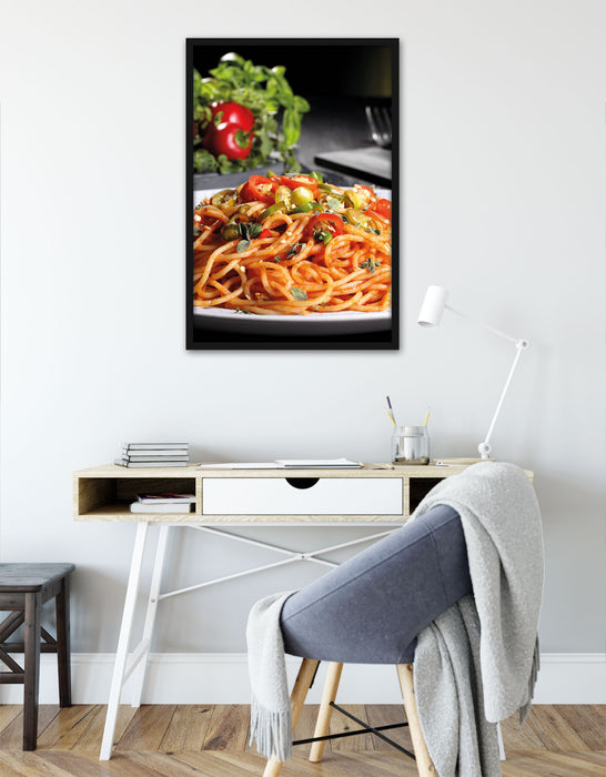 Leckere Spaghetti Italia, Poster mit Bilderrahmen