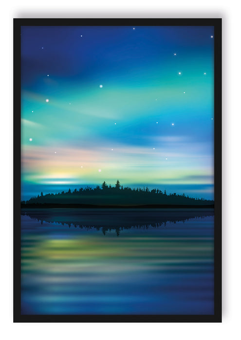 Pixxprint Finnische Polarlichter, Poster mit Bilderrahmen