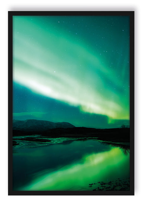 Pixxprint Polarlichter in Skandinavien, Poster mit Bilderrahmen