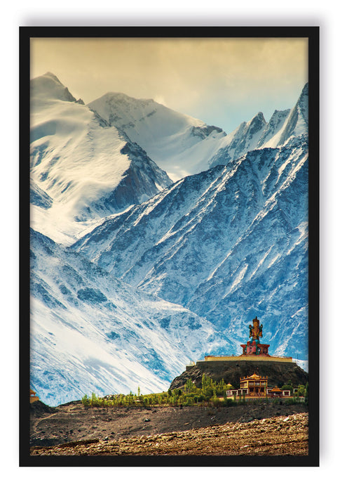 Tempel in Bergen von Tibet, Poster mit Bilderrahmen