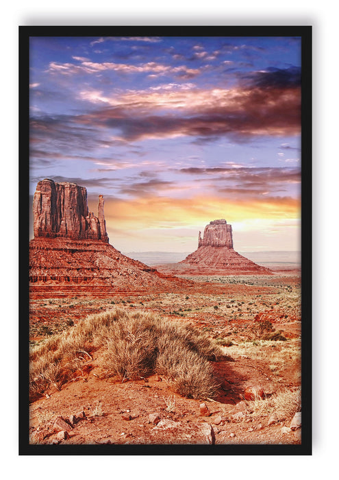 Pixxprint Utah Monument Valley, Poster mit Bilderrahmen