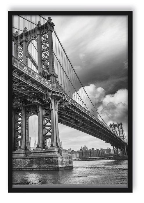 Pixxprint Manhattan Bridge New York, Poster mit Bilderrahmen