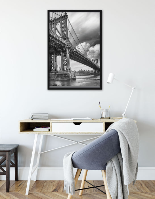 Manhattan Bridge New York, Poster mit Bilderrahmen