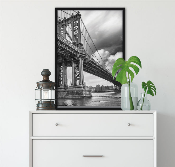 Manhattan Bridge New York, Poster mit Bilderrahmen