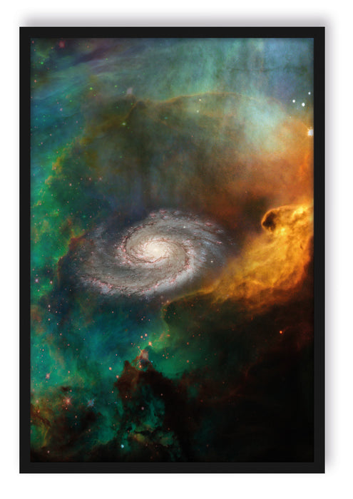 Pixxprint Galaxie mit Sternennebel, Poster mit Bilderrahmen