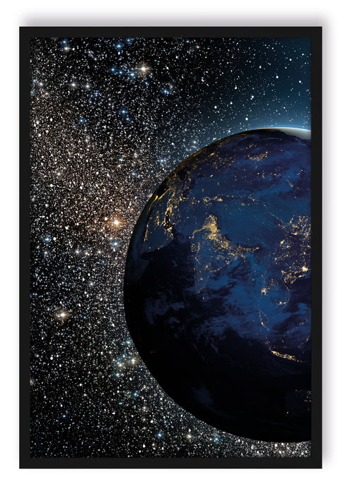 Pixxprint Erde im Weltall, Poster mit Bilderrahmen