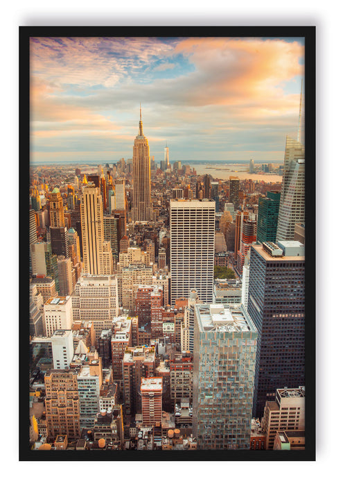Pixxprint Skyline von New York, Poster mit Bilderrahmen