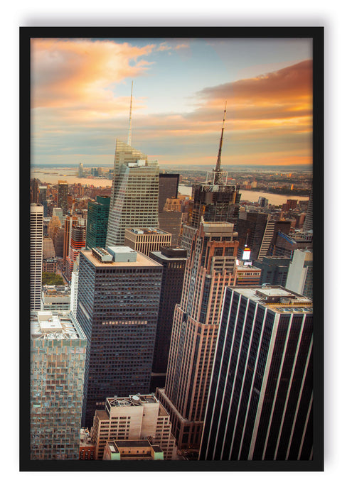 Pixxprint Skyline von New York, Poster mit Bilderrahmen