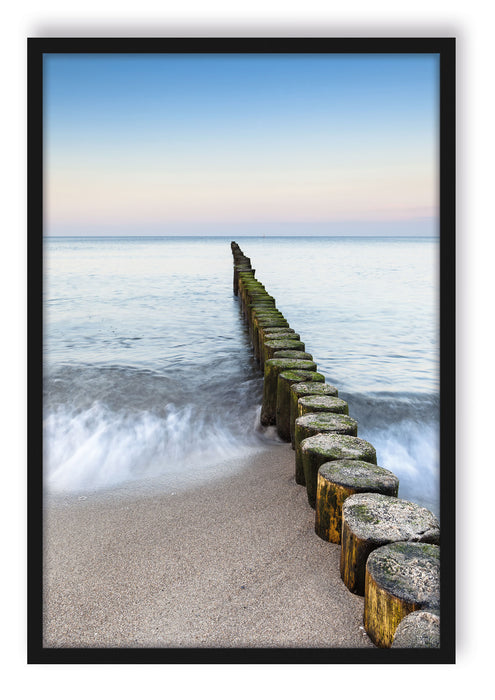 Pixxprint Wellenbrecher im Meer, Poster mit Bilderrahmen