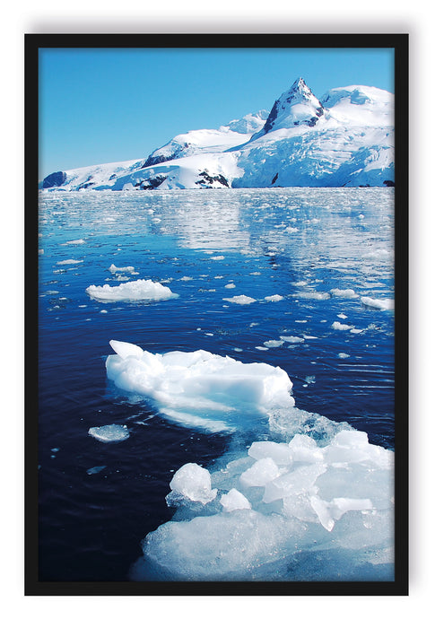 Eisberge im Meer Arktis, Poster mit Bilderrahmen