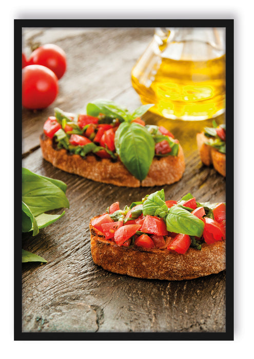 Pixxprint Italienische Bruchetta, Poster mit Bilderrahmen