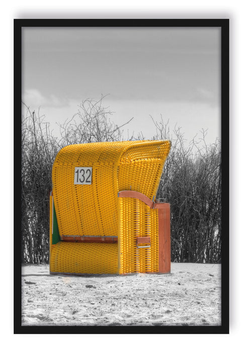 Pixxprint gemütlicher Strandkorb, Poster mit Bilderrahmen