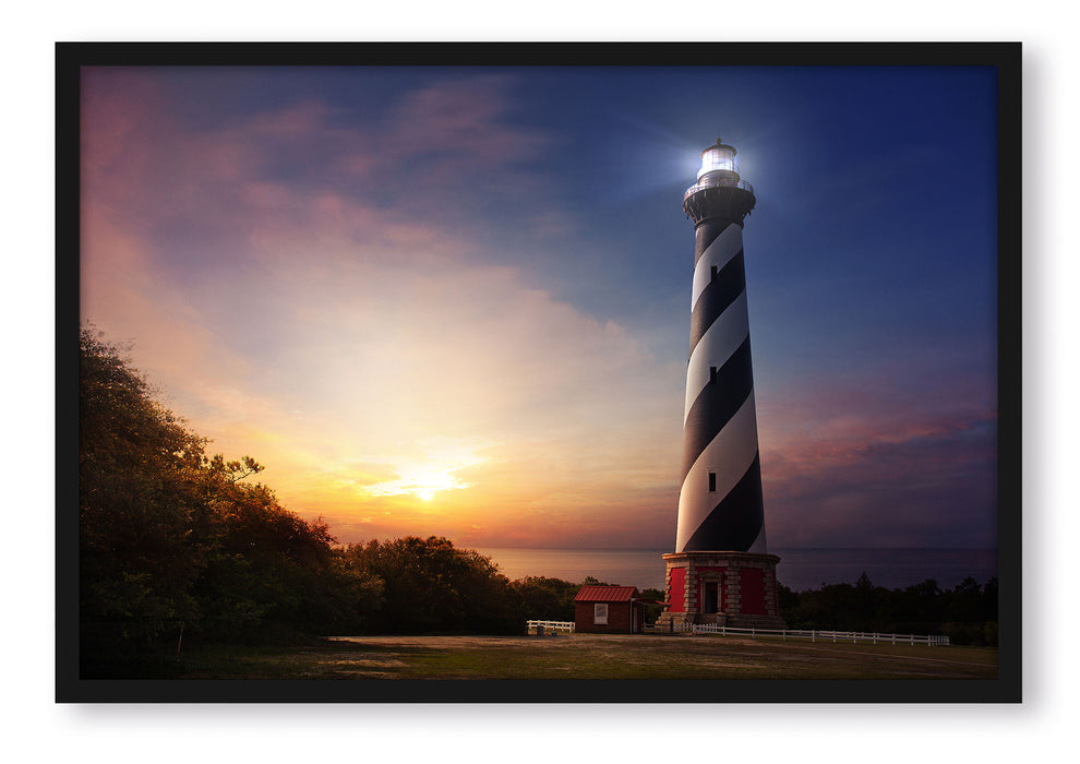 Pixxprint Cape Hatteras Leuchtturm, Poster mit Bilderrahmen