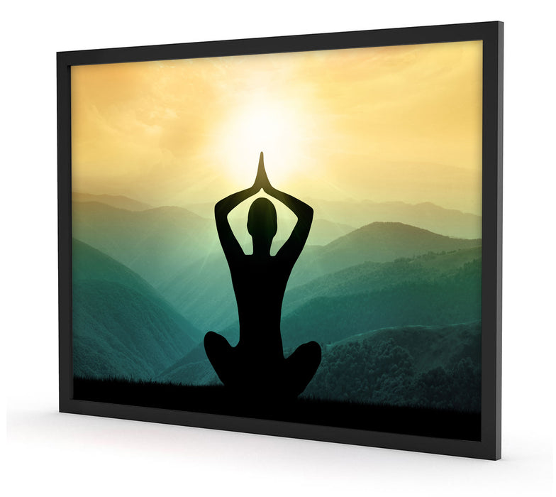Yoga und Meditation, Poster mit Bilderrahmen