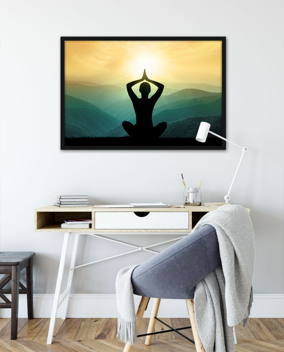 Yoga und Meditation, Poster mit Bilderrahmen