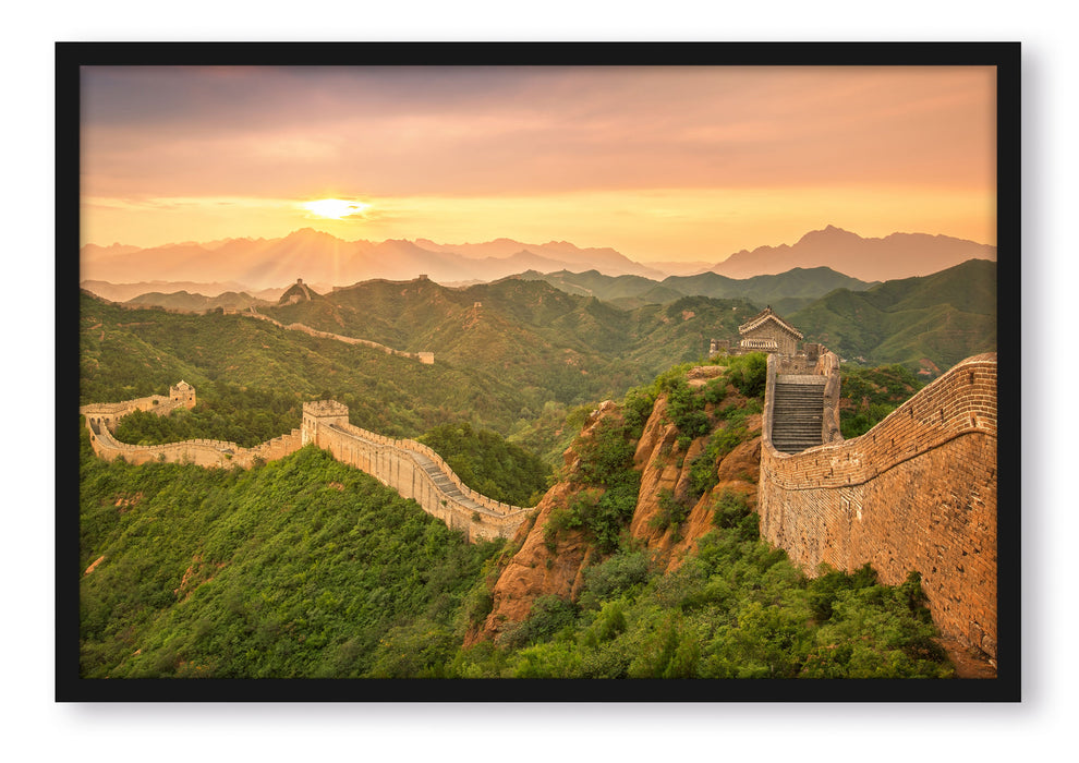 Pixxprint Chinesische Mauer, Poster mit Bilderrahmen