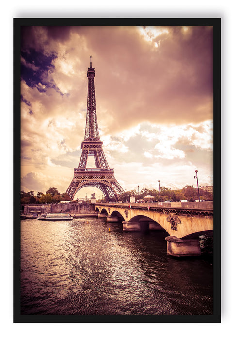 Pixxprint Eiffelturm in Paris, Poster mit Bilderrahmen