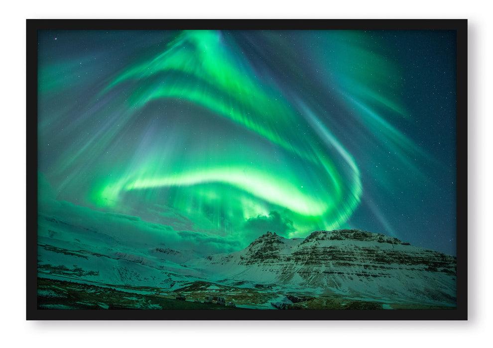 Pixxprint Nordlichter über Island, Poster mit Bilderrahmen