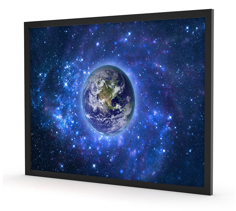 Planet Erde im Weltraum, Poster mit Bilderrahmen