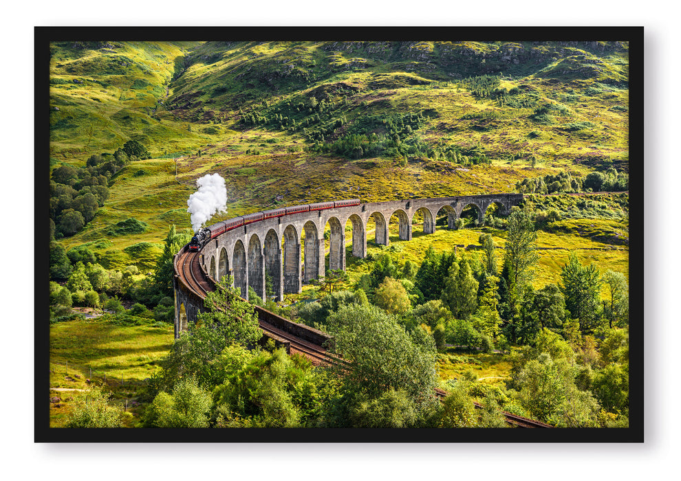 Pixxprint Eisenbahnviadukt in Schottland, Poster mit Bilderrahmen