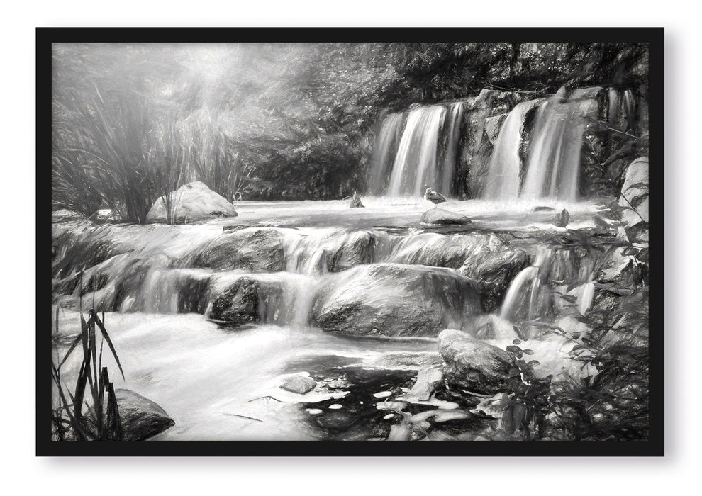 Pixxprint Wasserfall, Poster mit Bilderrahmen