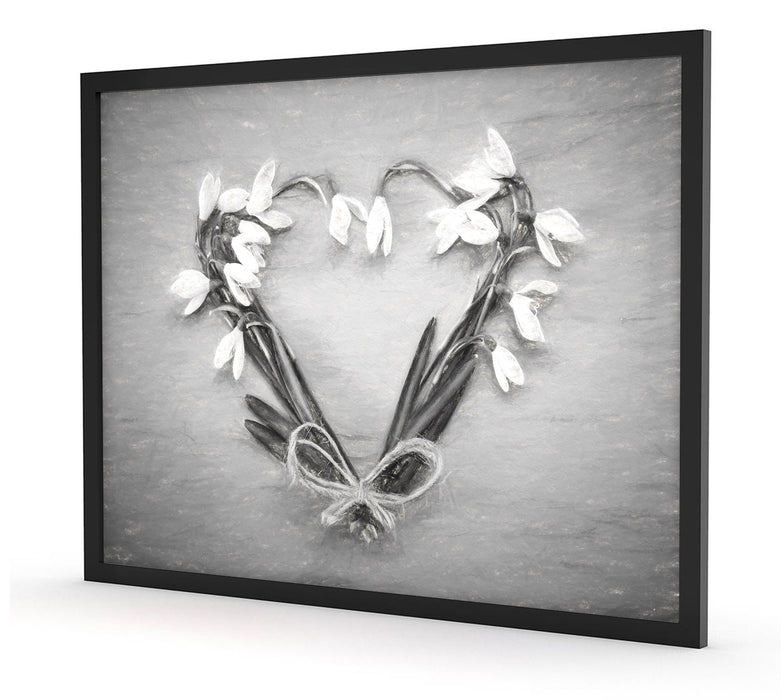 Herz aus Blumen Kunst, Poster mit Bilderrahmen