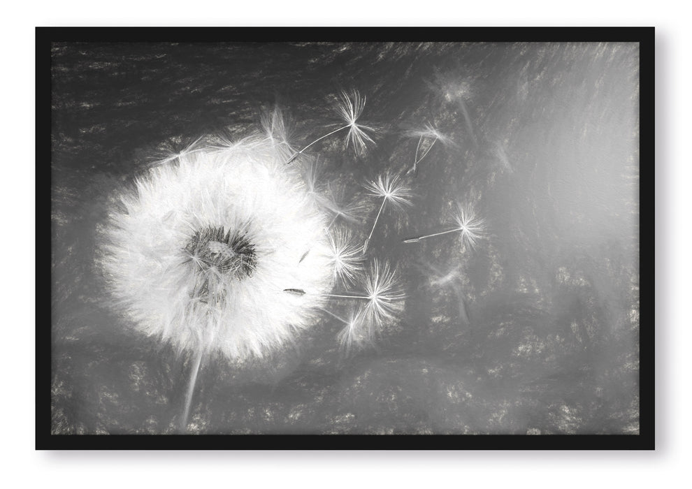 Pixxprint Löwenzahn Samen Kunst, Poster mit Bilderrahmen