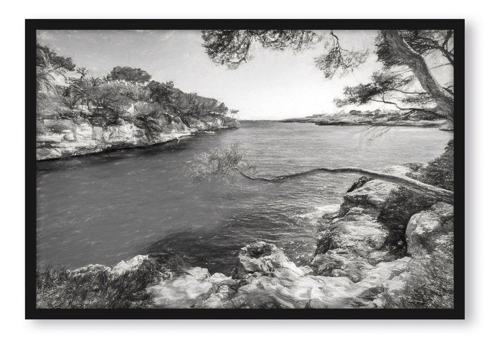 Pixxprint Mallorca Bay Cove, Poster mit Bilderrahmen