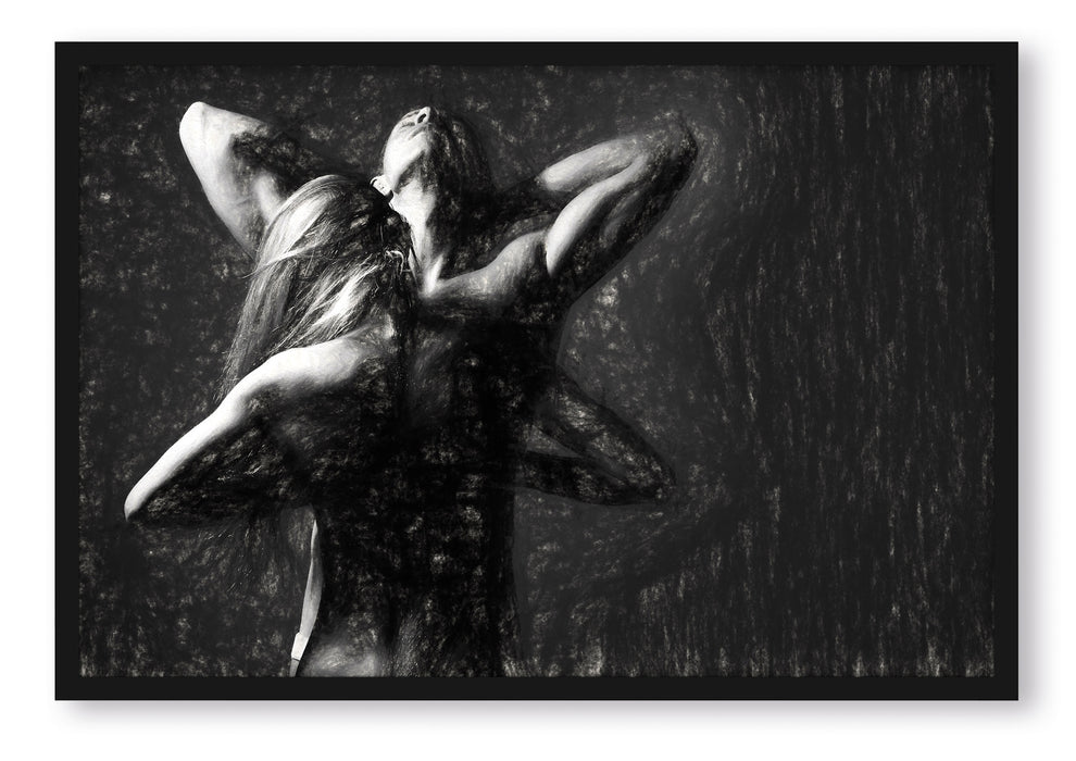 Pixxprint Fitness Paar Kunst, Poster mit Bilderrahmen