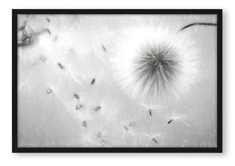Pixxprint Pusteblumen in Bewegung Kunst, Poster mit Bilderrahmen
