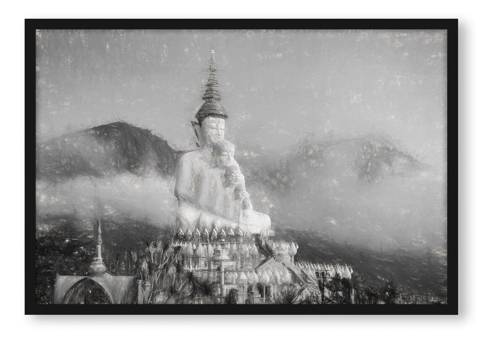 Pixxprint Buddha-Skulptur in Thailand, Poster mit Bilderrahmen